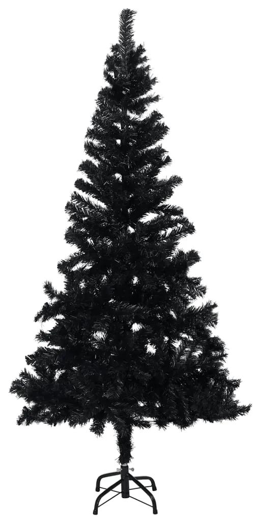 Brad de Craciun artificial cu LED suport, negru, 120 cm, PVC Negru, 120 x 65 cm, 1