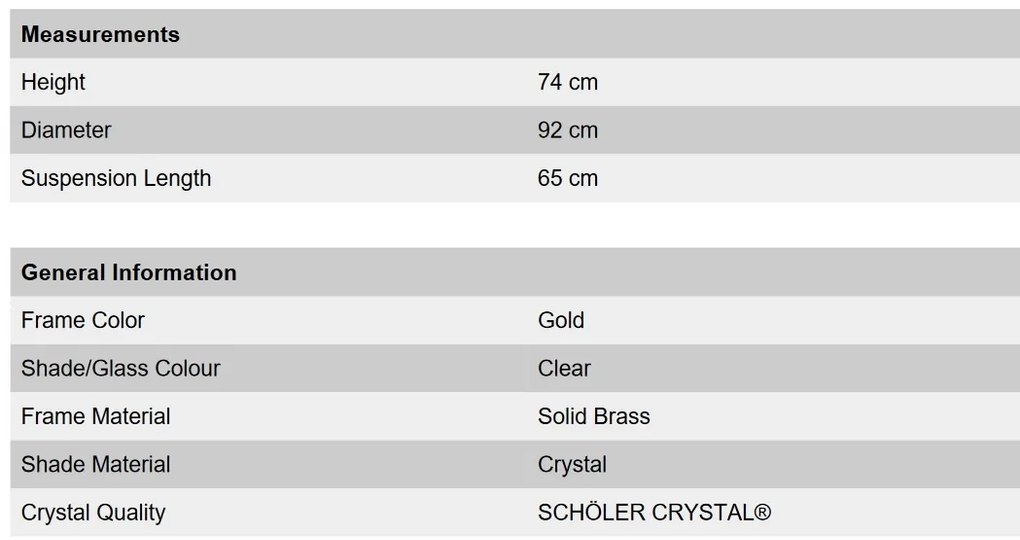 Candelabru XXL de lux cristal Scholer Hirohito 12+6L 24K gold plated