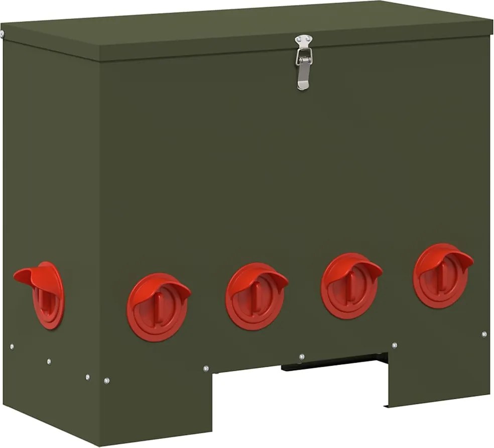 vidaXL Feeder pentru pui Verde măsliniu 60,5 x 29 x 51 cm