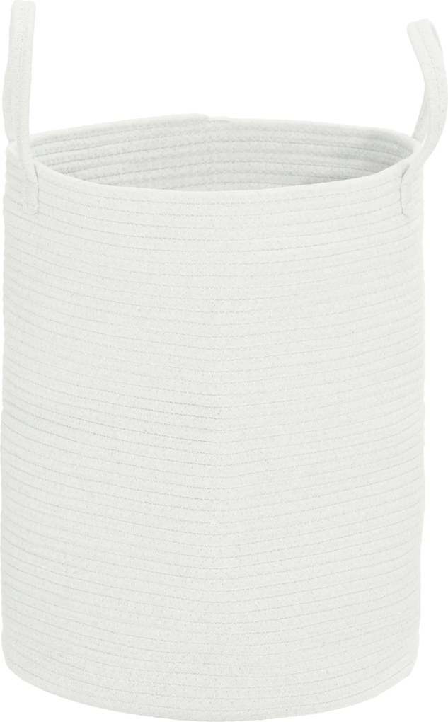 HOMCOM Coș pentru Rufe de 36L, Portabil și Pliabil cu Mânere, Coș de Rufe din Bumbac Natural, Ø38x45 cm, Alb Crem | Aosom Romania
