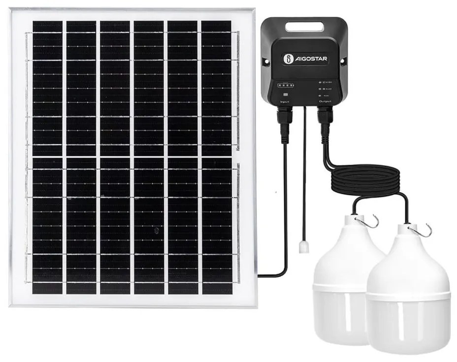 Lustră LED solară Aigostar 2xLED/70W/12V 12000 mAh 6500K d. 12 cm