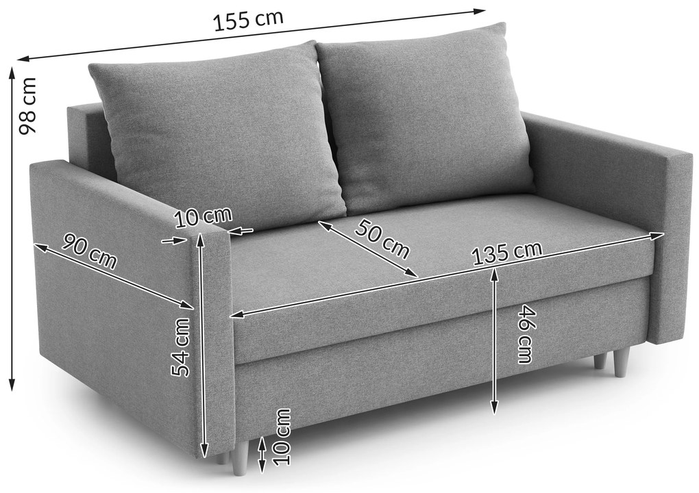 Canapea două locuri Louis (roz). 1065637