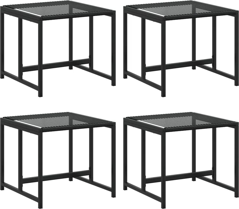 vidaXL Taburete de grădină, 4 buc. negru, poliratan