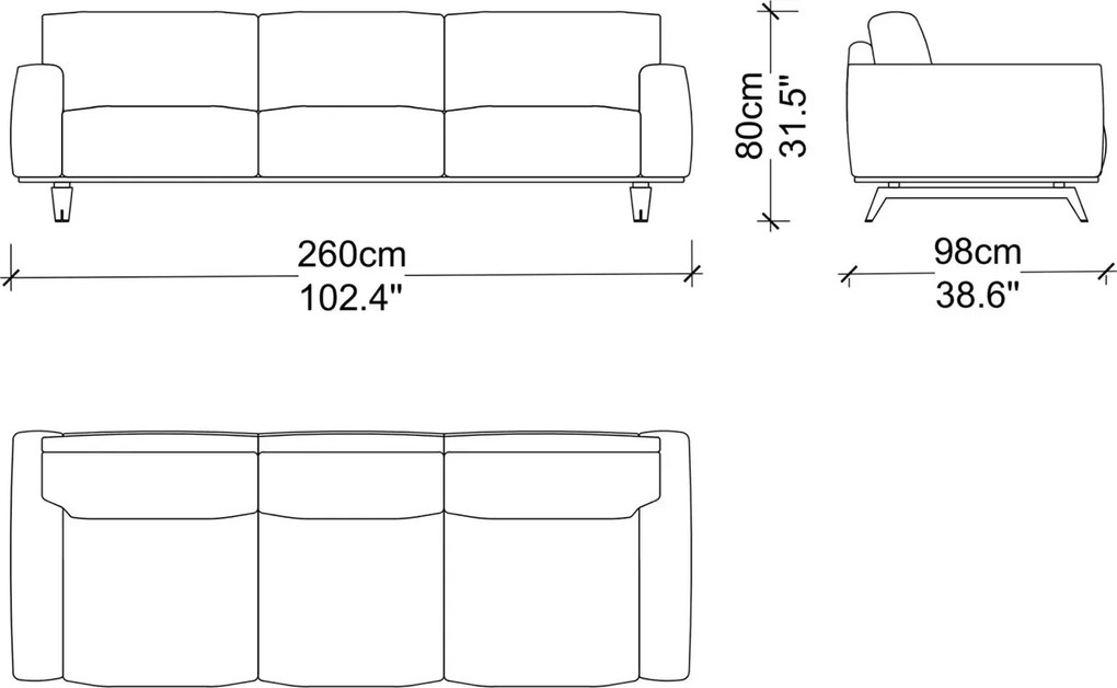 Canapea lemn masiv Sophia 260 cm