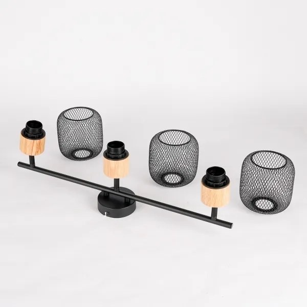 Brilagi - Aplica spot BASKLITE 3xE27/15W/230V lemn/negru