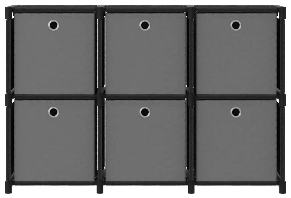 322607 vidaXL Raft expunere, 6 cuburi + cutii, negru, 103x30x72,5 cm, textil