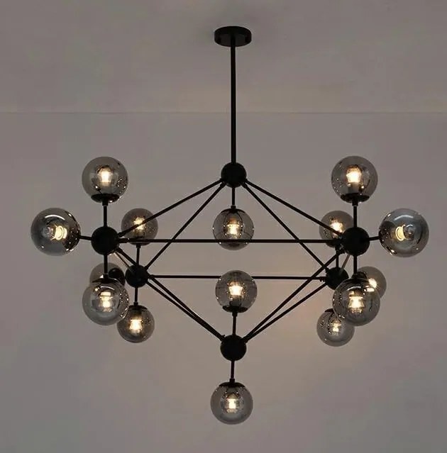 Lustra moderna cu 15 de surse de lumina Roma 15 negru