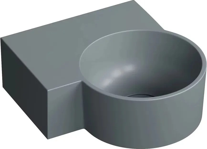 Lavoar suspendat Omnires Ovo M+ finisaj gri cenusa mat 33.5 cm stanga