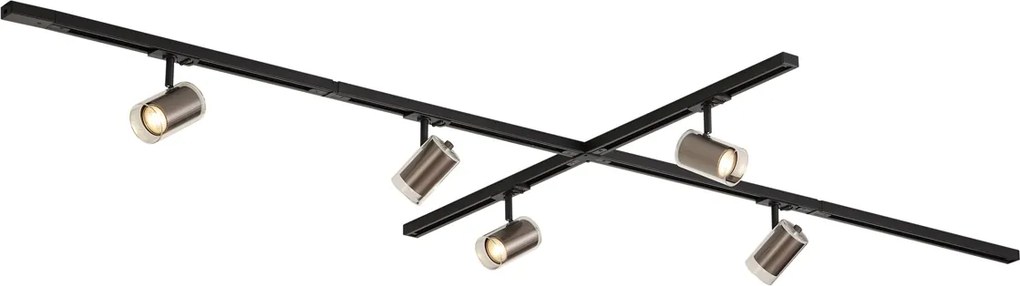 Sistem de șină monofazat modern negru cu 5 spoturi Gunmetal - Iconic Lloyd