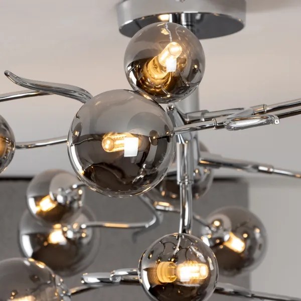 Brilagi - Lustră LED aplicată MISTEL 15xG9/3W/230V crom negru/fumuriu