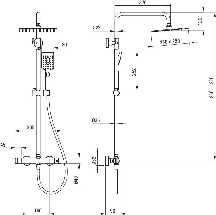 Coloana de dus cu cu baterie termostatică NAC_04HT