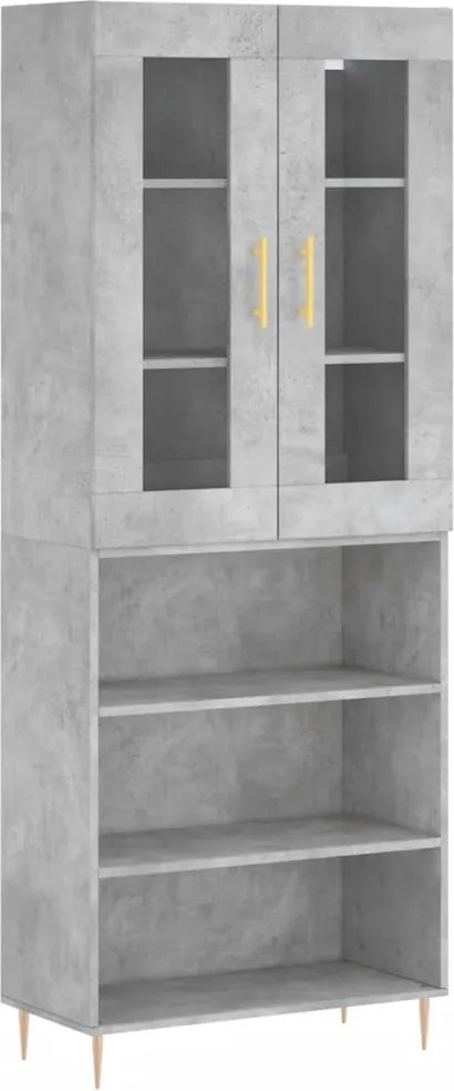 vidaXL Dulap înalt, gri beton, 69,5x34x180, lemn compozit