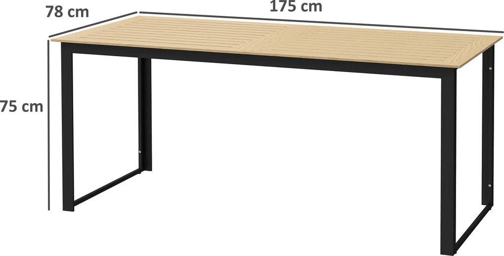 Outsunny Masă de grădină metalică 175x78 cm rezistentă la intemperii, masă pentru balcon cu aspect de lemn, masă de luat masa cu suprafață antiderapantă negru | Aosom Romania