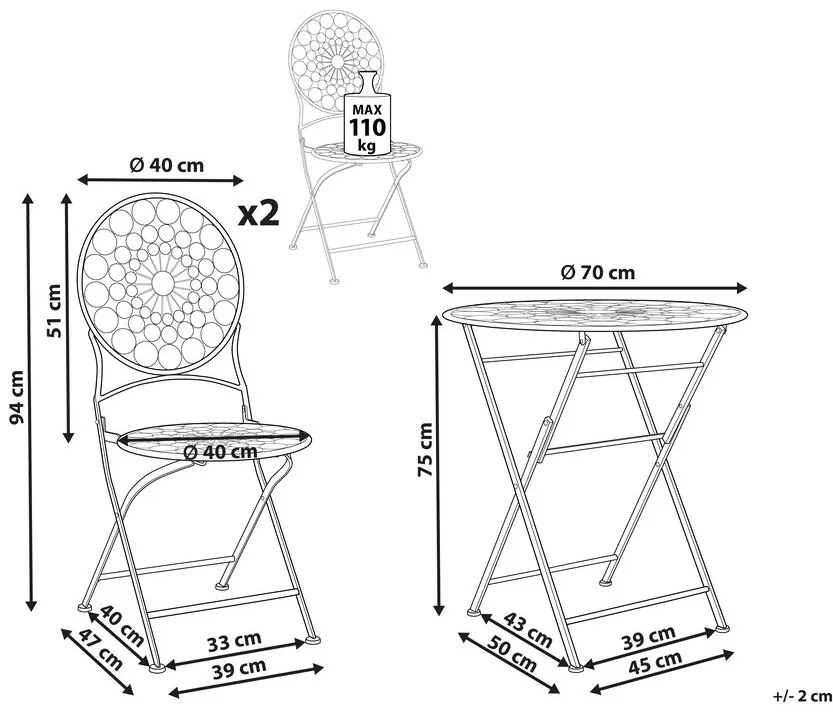 Set mobilier balcon Shealee (roșu). 1075824