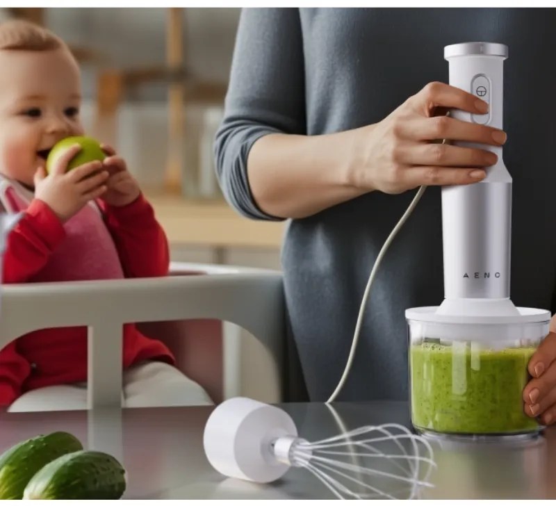 Blender, tocător și mixer 3in1 AENO AHB0004W, 1200W, 0,5 l, 18 trepte, Turbo, motor DC, alb/inox