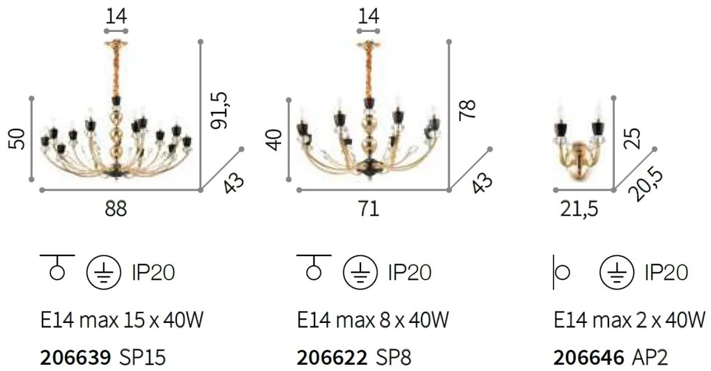 Candelabru elegant cu 15 brate VANITY SP15 206639