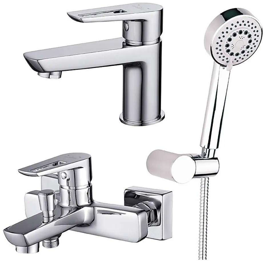 Set de cadă cu baterie + baterie de lavoar Cersanit S952-003 MILLE crom lucios