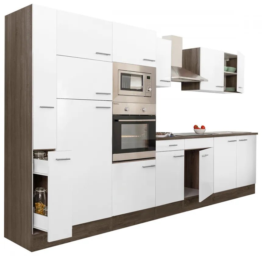 Mobilă de bucătărie Yorki 360, corp din stejar Yorki, cu față alb satinat