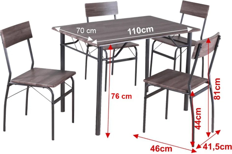 Set dining, maro/negru, GIROL 1+4