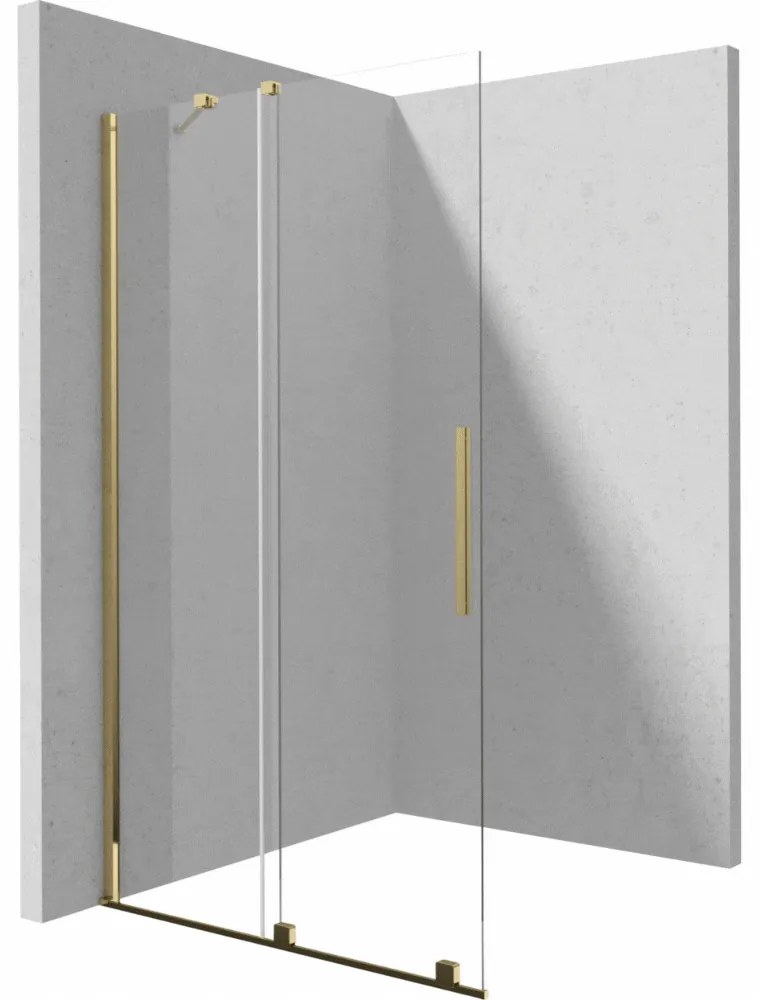 Paravan dus sticla securizata walk-in cu usa glisanta, 100x195 cm, auriu lucios, Deante Prizma Auriu lucios, 1000x1950 mm