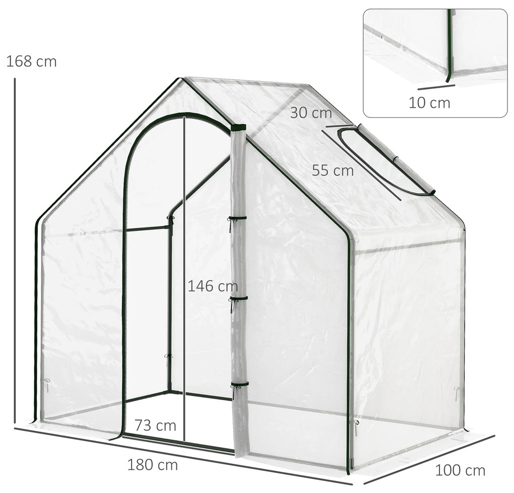 Outsunny sera de gradina, sera din PVC transparent sera pentru plante, legume, fructe 180x105x165 cm | AOSOM RO