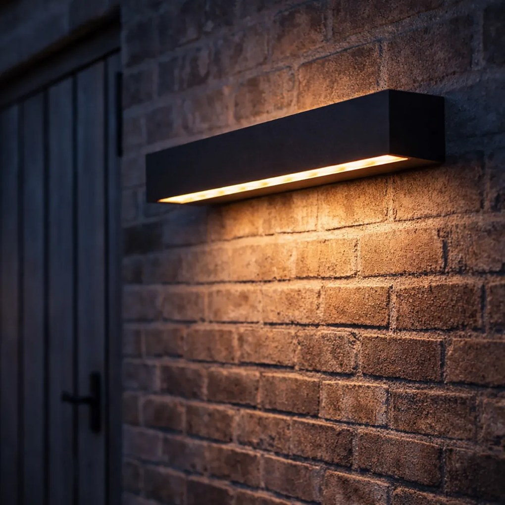 Lampă industrială de perete pentru exterior neagră 55cm incl. LED IP65 - Hannah