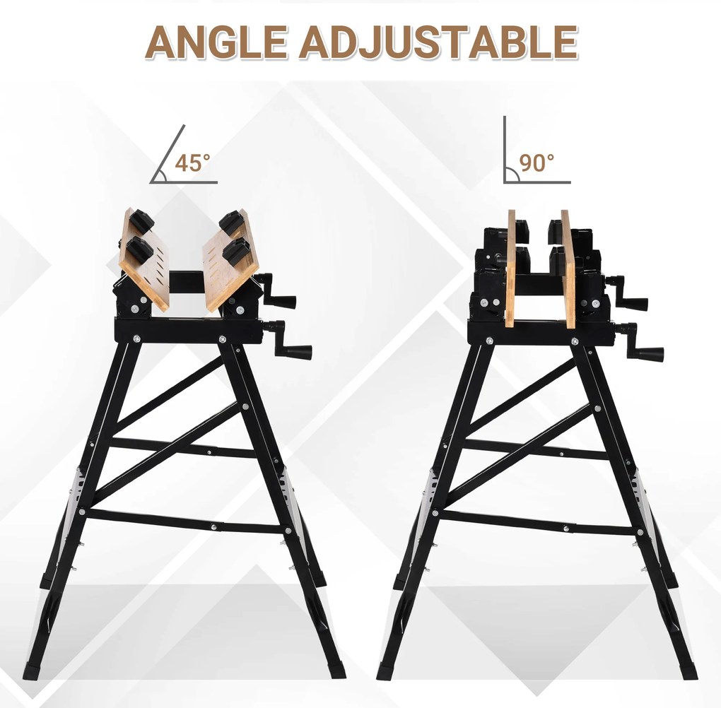 HOMCOM Banchet de Lucru Pliabil 4 Menghine, Riglă și Goniometru Capacitate 150 kg | Aosom Romania