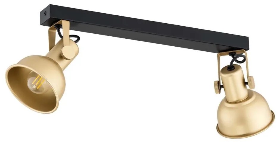 Aplica de perete / tavan cu 2 spoturi directionabile design modern Lenora auriu, negru