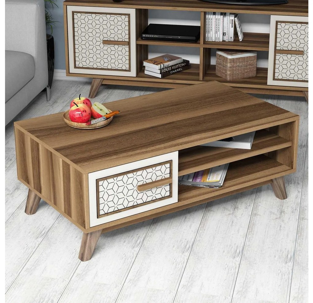 Masă de cafea Aysha (Nuc + Crem). Promo -16%. 1089458