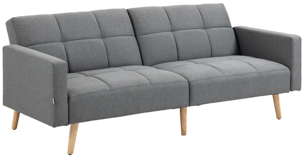 HOMCOM 2 in 1 Canapea cu functie de pat 205 x 88 cm Canapea cu Scaun, Aspect de ln Gri | Aosom Romania