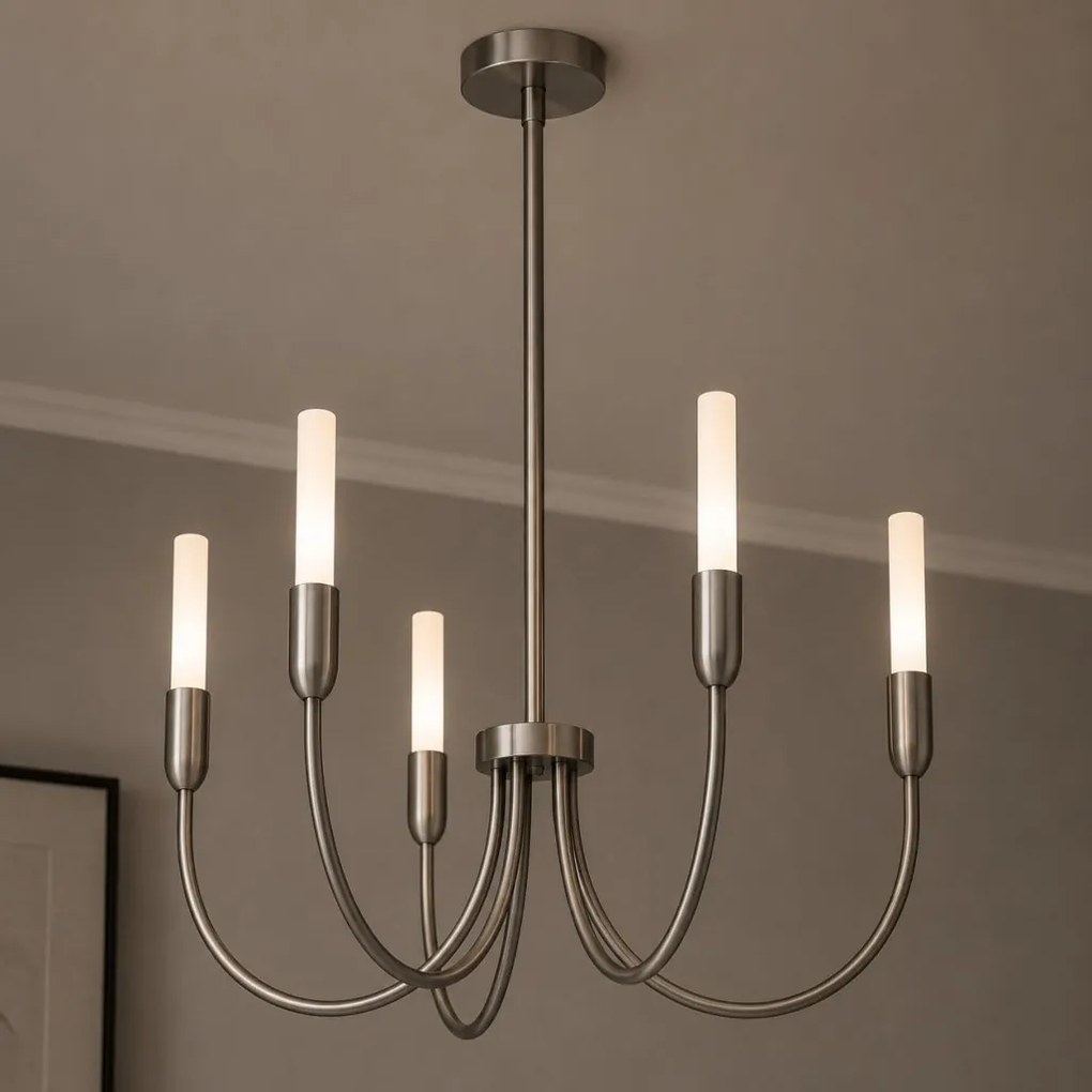 Candelabru cu 5 brate AUGUSTINE nickel/alb