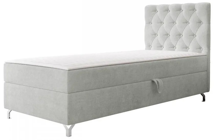 Pat de o persoană 80 cm Jenaks 1 (Gri) (cu somieră și saltea) (cu sp. depozitare) (S). 1103576