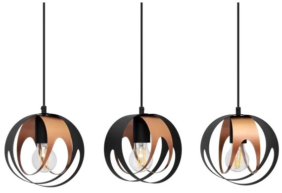 Lustră pe cablu MOONLIGHT 3xE27/15W/230V neagră/cupru