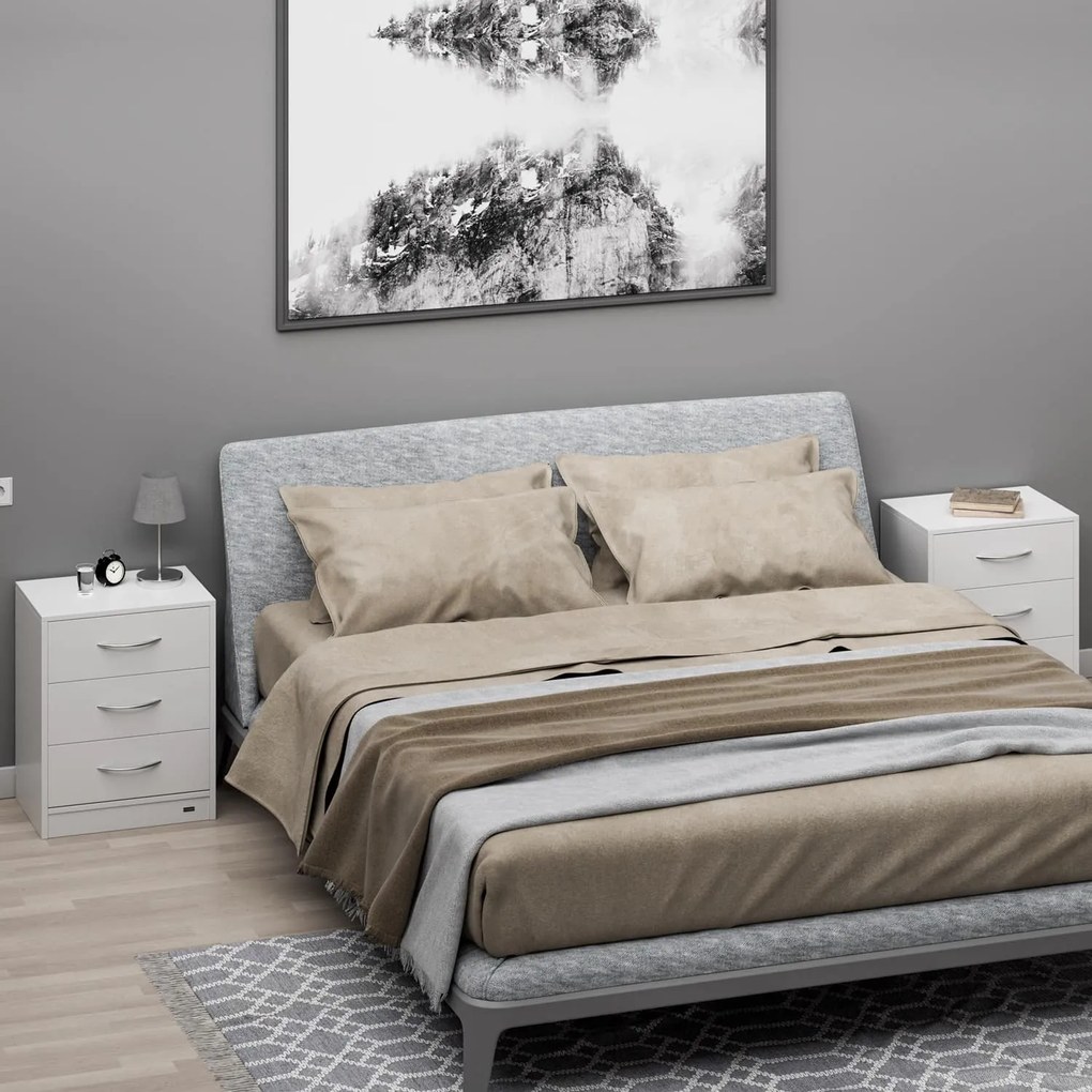 Noptieră ELOISE cu iluminare, 54x39x28cm, alb Casaria