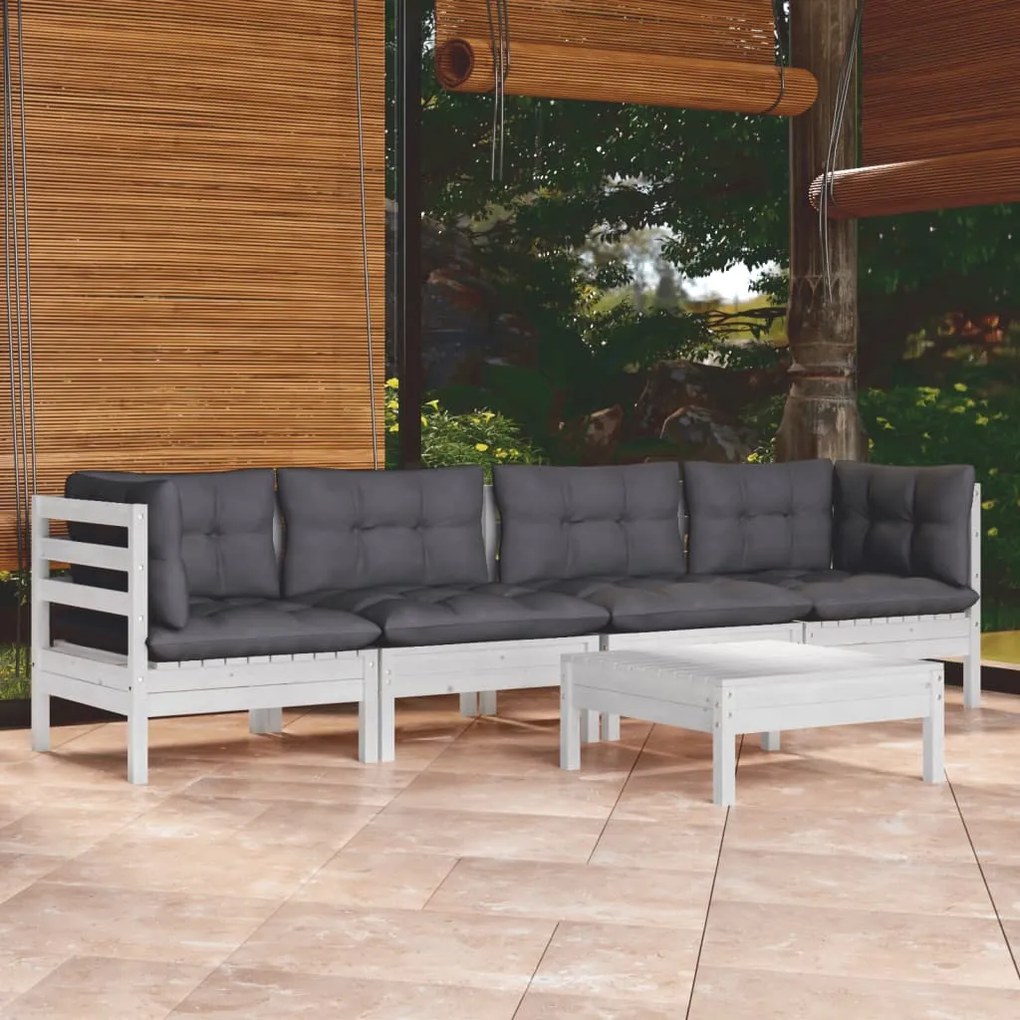 vidaXL Set mobilier de grădină cu perne, 5 piese, lemn masiv de pin