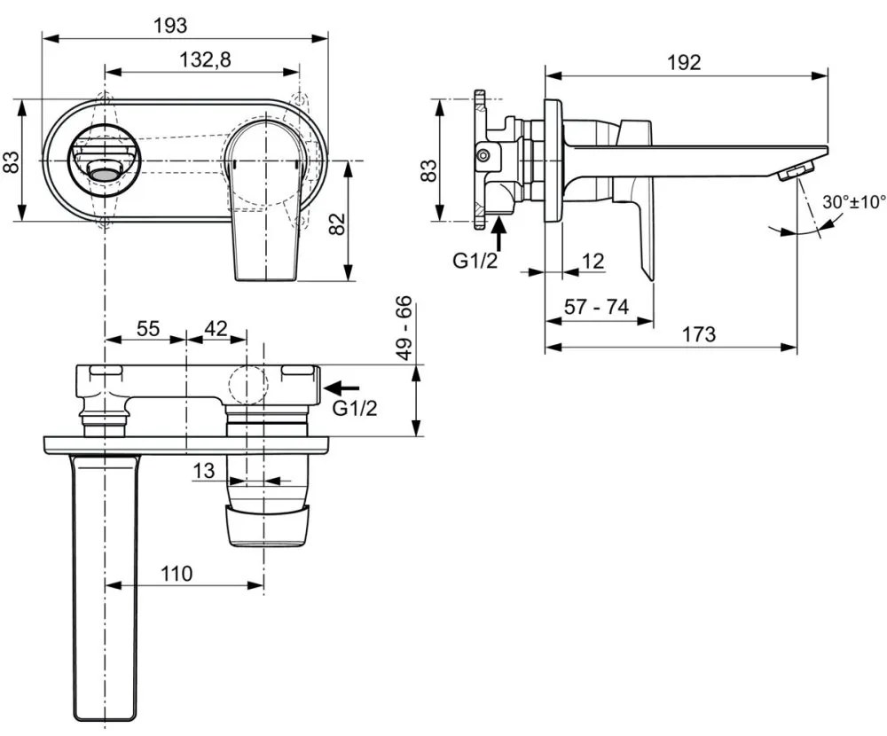 Baterie lavoar incastrata Ideal Standard Tesi crom lucios