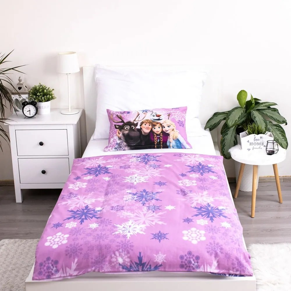 Lenjerie de pat pentru copii din bumbac pentru pătuț 100x135 cm Frozen "Purple" – Jerry Fabrics