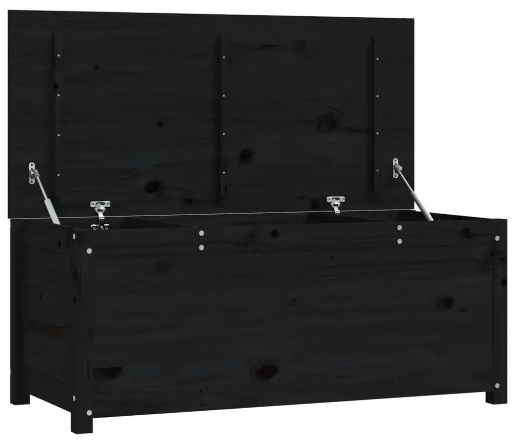 823543 vidaXL Cutie de depozitare, negru, 110x50x45,5 cm, lemn masiv de pin