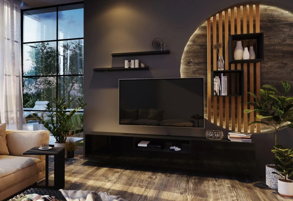 Expedo Set mobilier ELPASO 30, negru/negru luciu