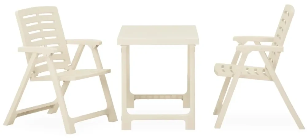 315833 vidaXL Set mobilier de bistro pliabil, 3 piese, alb, plastic
