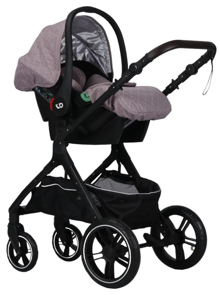 Carucior nou nascuti 3 in 1 NOVOKIDS™ X1000 series, Cu geanta bebe, Cadru Aluminiu, Amortizoare, Roti din cauciuc plin AVE, Landou, Scoica auto,