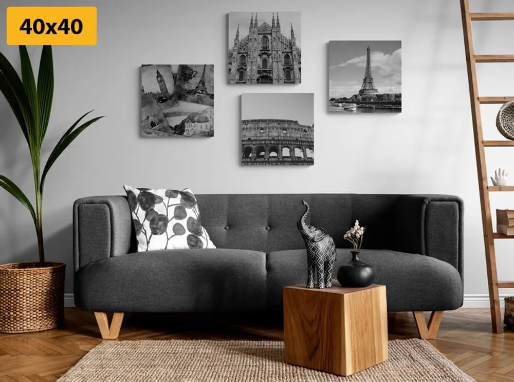 Set tablouri atingere de istorie în design alb-negru