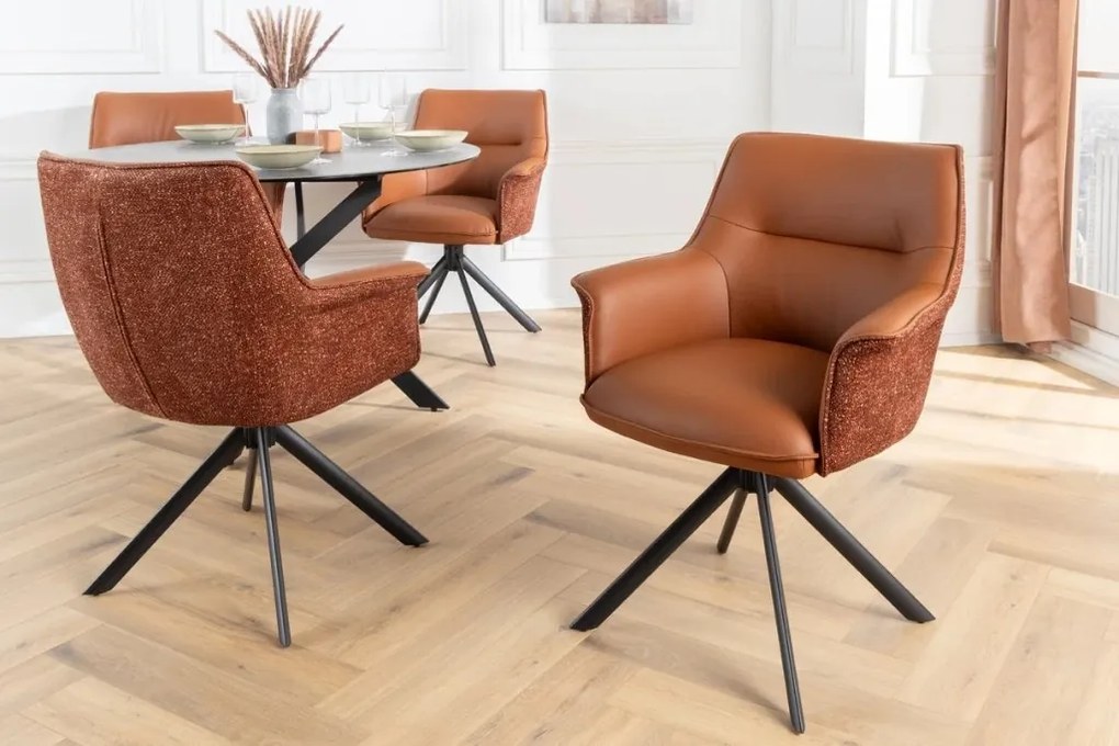 Set 2 scaune Pivotante, Piele Naturala LE GRAND maro coniac