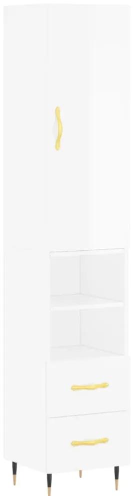 3198899 vidaXL Dulap înalt, alb extralucios, 34,5x34x180 cm, lemn prelucrat