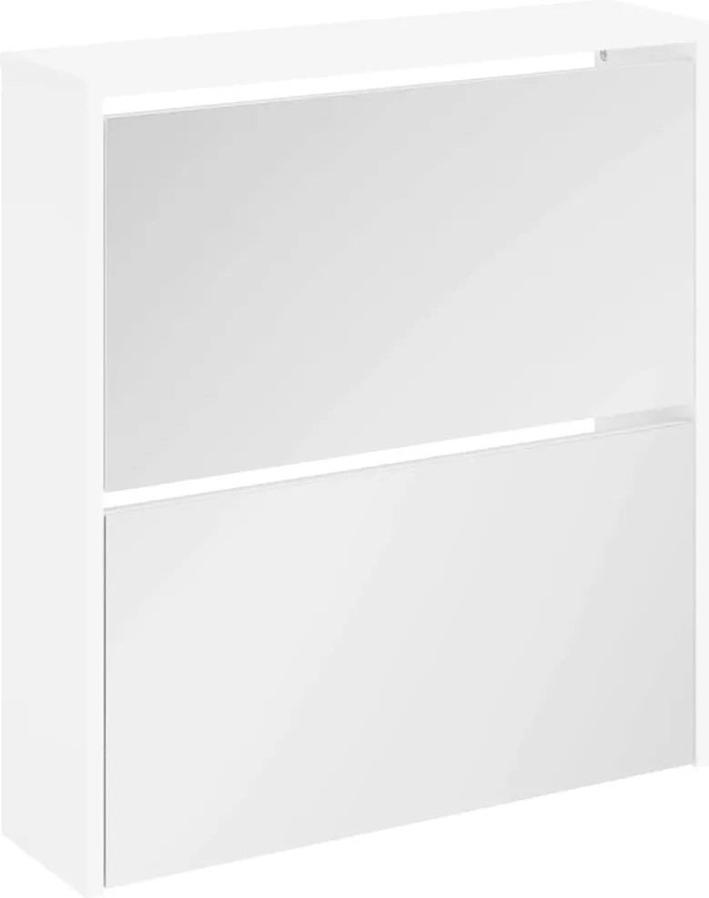vidaXL Pantofar cu oglindă și 2 niveluri, alb, 63 x 17 x 67 cm