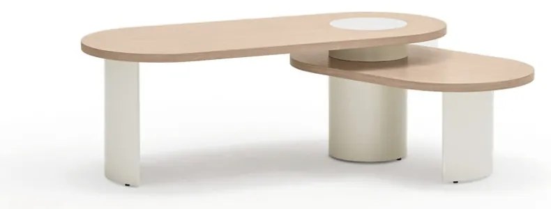 Măsuță de cafea crem/în culoare naturală cu aspect de lemn de frasin 50x120 cm Nori – Teulat