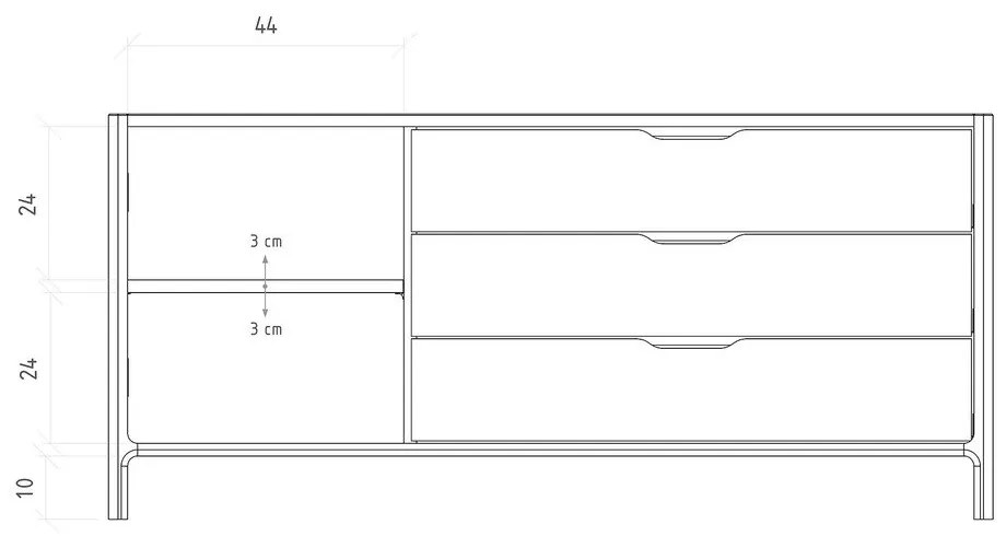 Comodă în culoare naturală joasă din lemn de stejar 140x64 cm Twig – The Beds