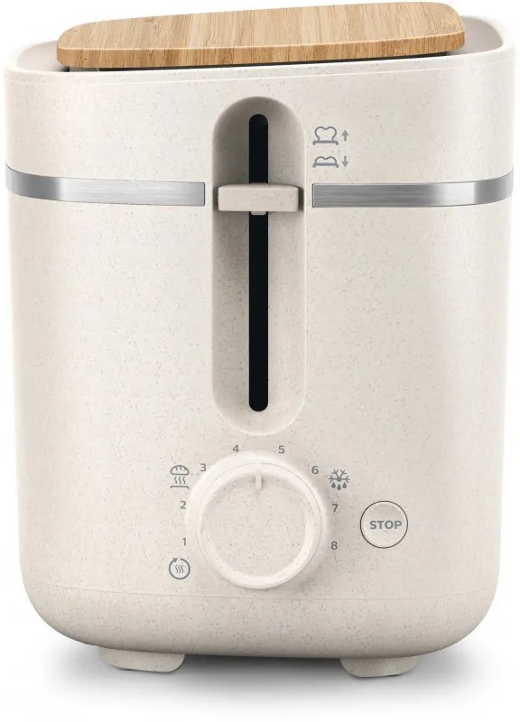 Toaster Philips HD2640/10 Conscious collection, 830 W, Pentru 2 felii, 8 niveluri de coacere, Tavă de firimituri, Dezghețare, Reîncălzire, Alb mat