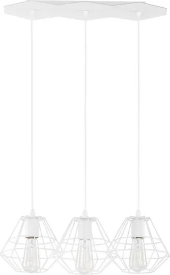 Lustră pe cablu DIAMOND 3xE27/60W/230V albă