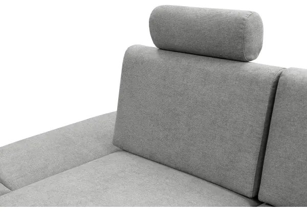 Colțar extensibil AVESTA, tapițat, cu spațiu de depozitare, formă L, stânga, gri